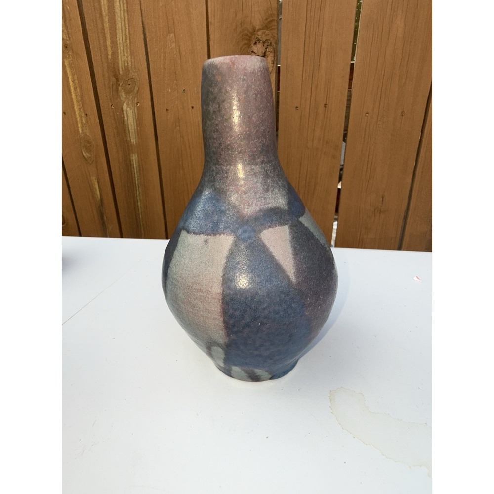 Homemade Studio Pottery Vase Beautiful Abstract Designs Signed Karen